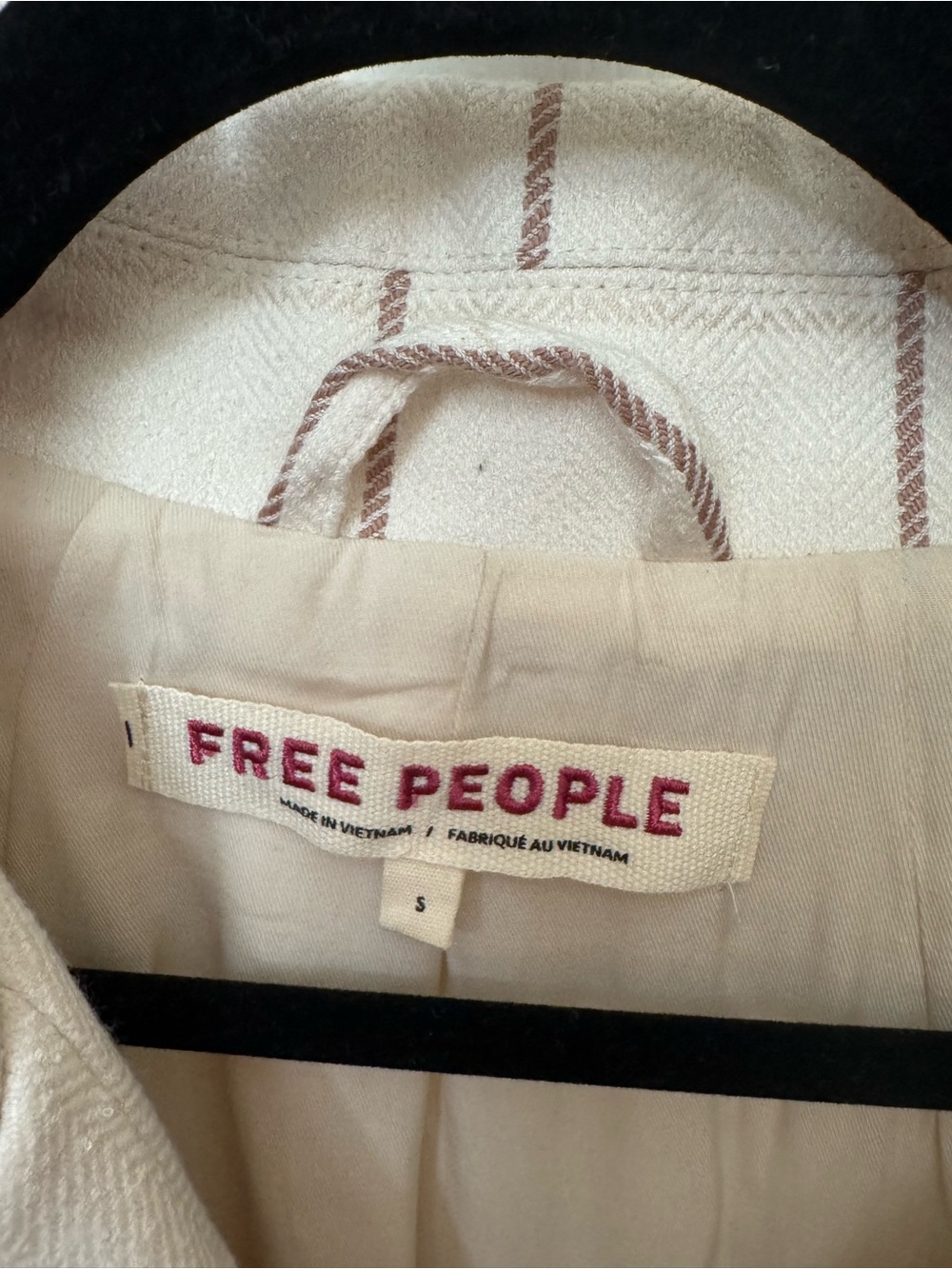 Free People Dean Double-Breasted Blazer Ivory combo with window pane